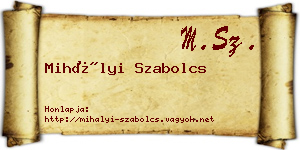 Mihályi Szabolcs névjegykártya